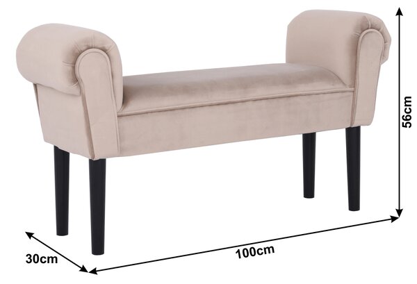 KONDELA Bancă, catifea Velvet, grej/negru, BURDA