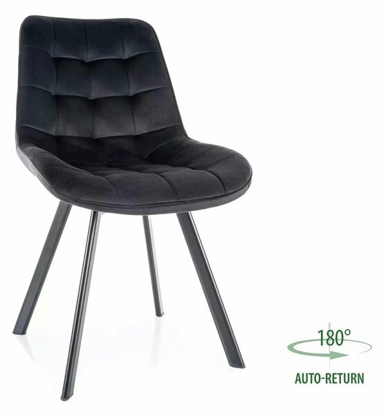 Scaun MONTI, negru - Bluvel 19, stofa catifelata/metal, 51x60x88 cm