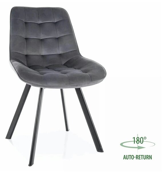 Scaun MONTI, gri - Bluvel 14, stofa catifelata/metal, 51x60x88 cm