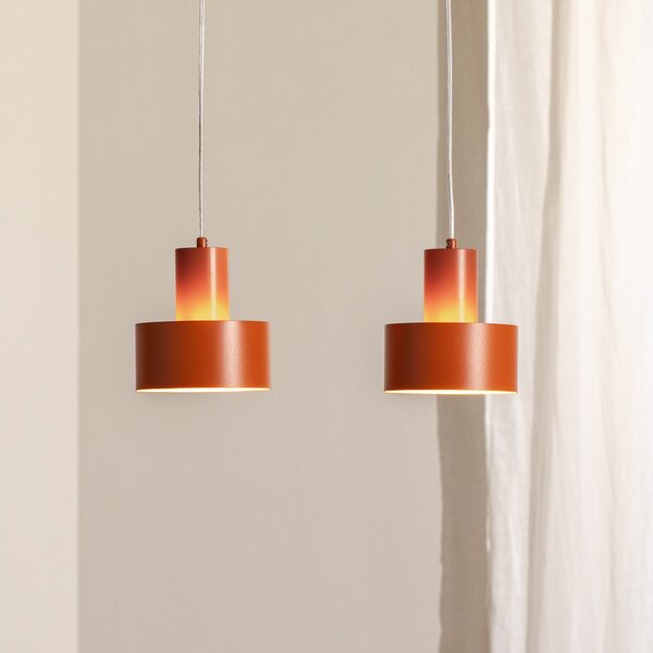 SIGMA Lampă suspendată Rif 2, roșu cărămiziu, 2 becuri, liniară, oțel, reglabil, Roșu, Camera de zi / sufragerie, Metal, Modern