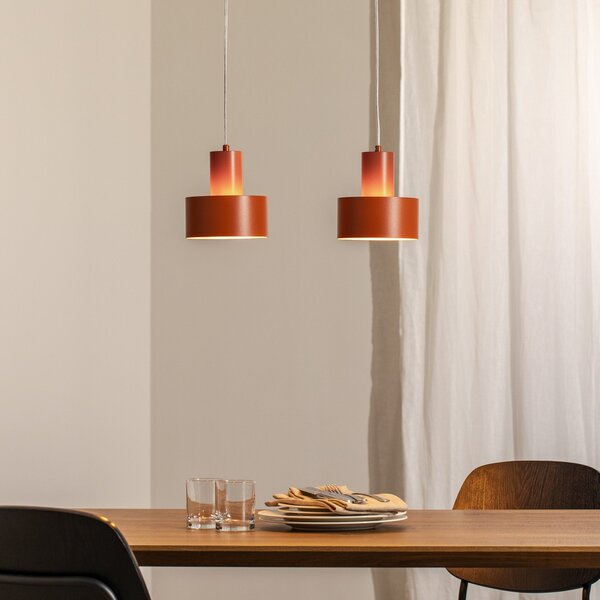 SIGMA Lampă suspendată Rif 2, roșu cărămiziu, 2 becuri, liniară, oțel, reglabil, Roșu, Camera de zi / sufragerie, Metal, Modern