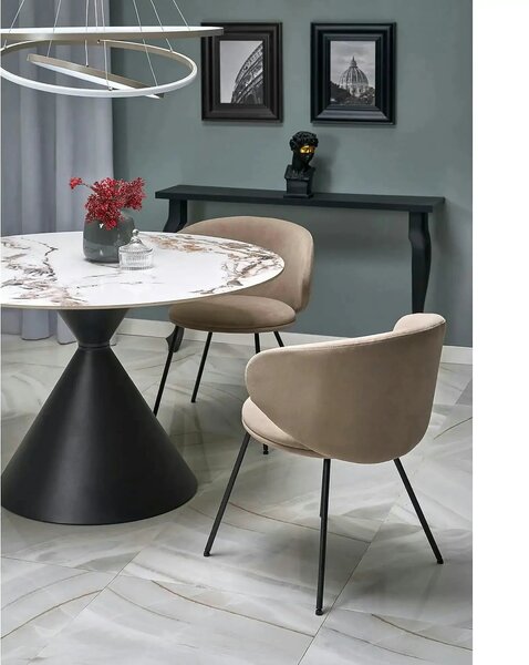 Scaun K587, bej - Mavel 38, stofa catifelata/otel, 60x58x77 cm