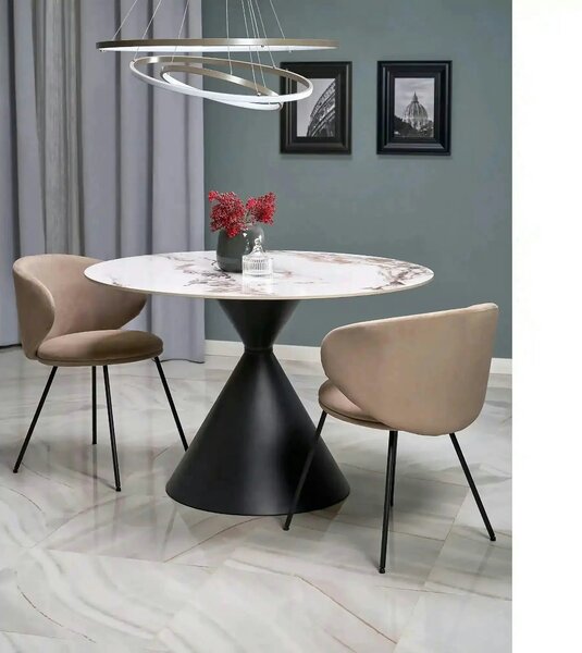 Scaun K587, bej - Mavel 38, stofa catifelata/otel, 60x58x77 cm