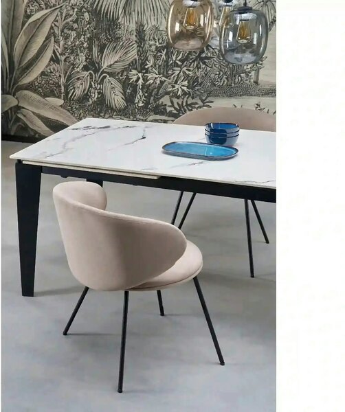 Scaun K587, bej - Mavel 38, stofa catifelata/otel, 60x58x77 cm
