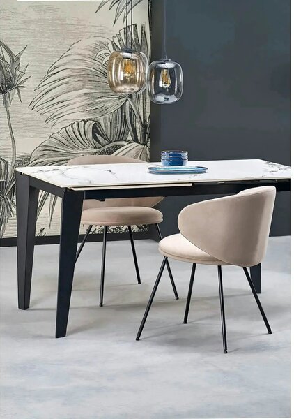 Scaun K587, bej - Mavel 38, stofa catifelata/otel, 60x58x77 cm