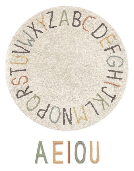 Covor de joacă pentru copii crem din bumbac ø120 cm ABC Color and Letters – Lorena Canals
