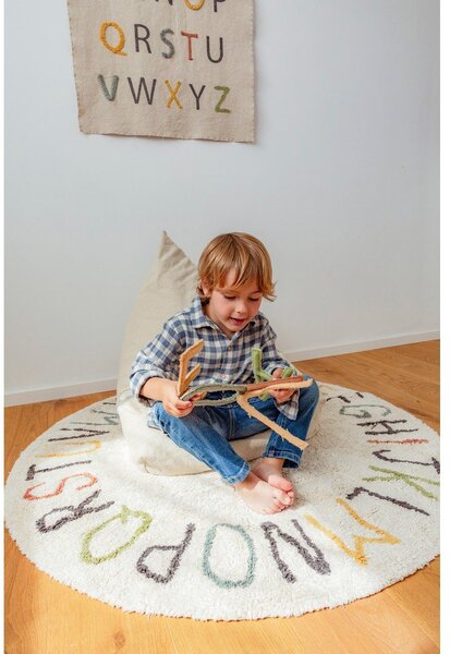 Covor de joacă pentru copii crem din bumbac ø120 cm ABC Color and Letters – Lorena Canals
