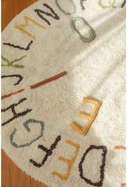 Covor de joacă pentru copii crem din bumbac ø120 cm ABC Color and Letters – Lorena Canals