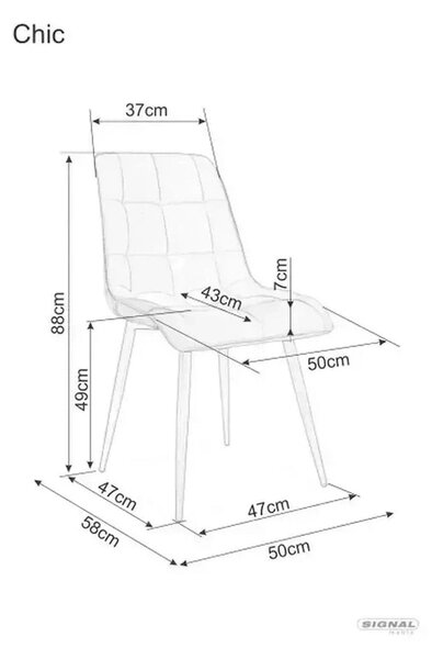 Scaun CHIC, bej deschis - Brego 22, stofa clasica/metal, 50x58x88 cm