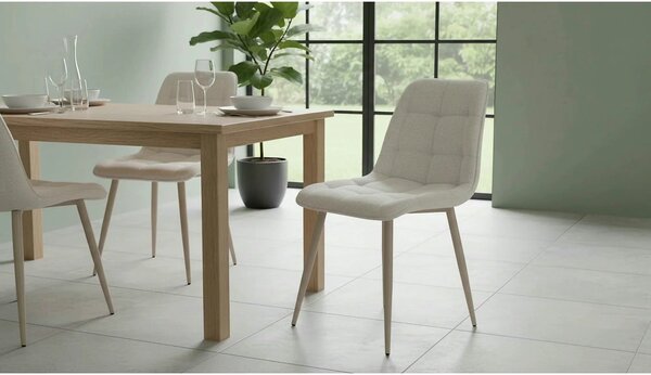 Scaun CHIC, bej deschis - Brego 22, stofa clasica/metal, 50x58x88 cm