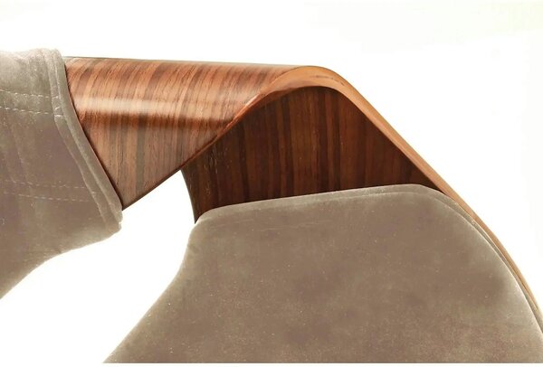 Scaun tapitat K396, bej/nuc, stofa catifelata/placaj, 56x55x77 cm