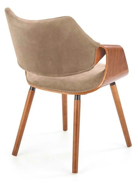 Scaun tapitat K396, bej/nuc, stofa catifelata/placaj, 56x55x77 cm