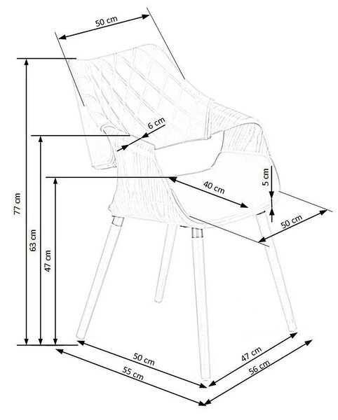 Scaun tapitat K396, bej/nuc, stofa catifelata/placaj, 56x55x77 cm