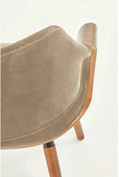 Scaun tapitat K396, bej/nuc, stofa catifelata/placaj, 56x55x77 cm
