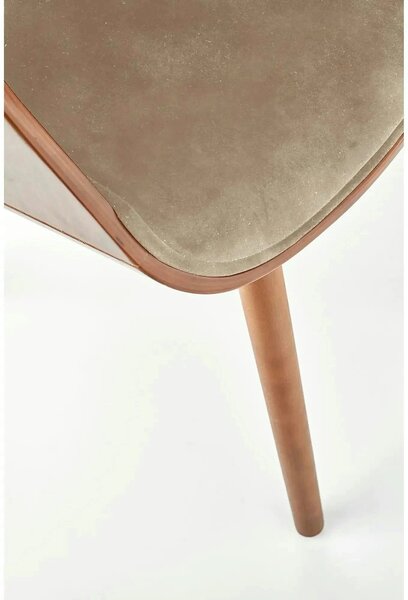 Scaun tapitat K396, bej/nuc, stofa catifelata/placaj, 56x55x77 cm