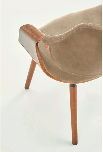 Scaun tapitat K396, bej/nuc, stofa catifelata/placaj, 56x55x77 cm