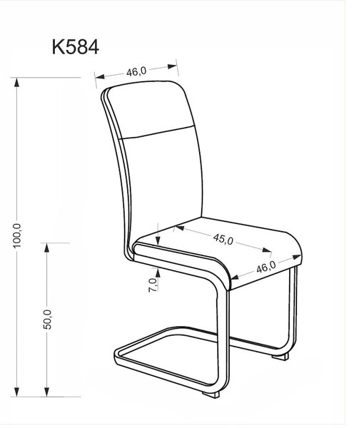 Scaun K584, bej/casmir, stofa clasica/otel, 46x60x100 cm