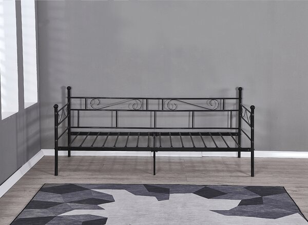 KONDELA Canapea din metal - de o persoană, negru, 90x200, ROZALI