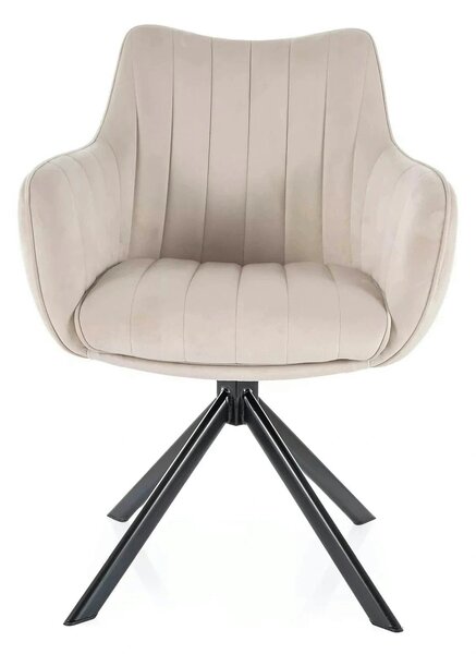 Scaun living rotativ AZALIA, bej deschis/negru, stofa catifelata/metal