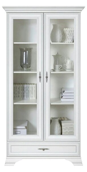 Vitrina IDENTO B, alb, PAL/sticla, 100x41x197 cm