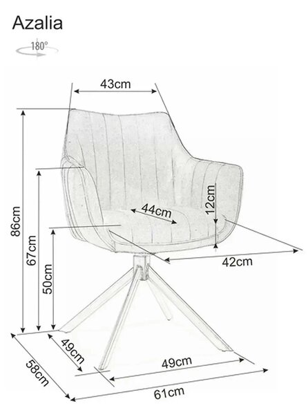 Scaun living rotativ AZALIA, cappuccino/negru, stofa catifelata/metal
