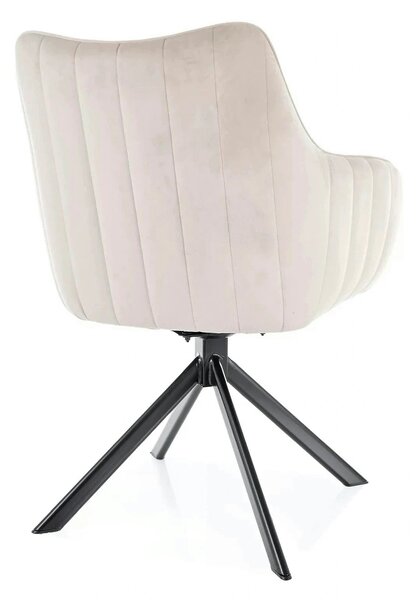 Scaun living rotativ AZALIA, bej deschis/negru, stofa catifelata/metal