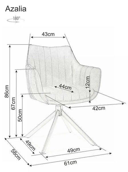 Scaun living rotativ AZALIA, bej deschis/negru, stofa clasica/metal, 6