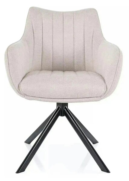 Scaun living rotativ AZALIA, bej deschis/negru, stofa clasica/metal, 6