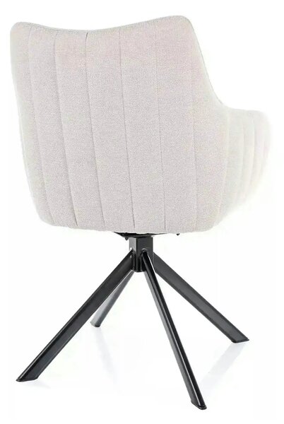 Scaun living rotativ AZALIA, bej deschis/negru, stofa clasica/metal, 6
