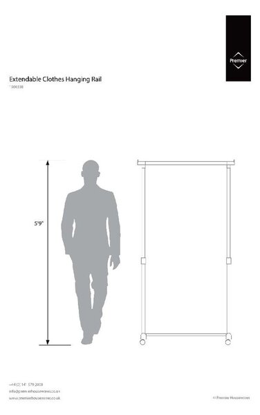 Suport pentru haine argintiu telescopic/cu roți din metal – Premier Housewares