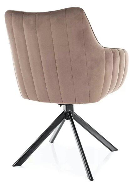 Scaun living rotativ AZALIA, cappuccino/negru, stofa catifelata/metal