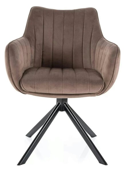 Scaun living rotativ AZALIA, cappuccino/negru, stofa catifelata/metal