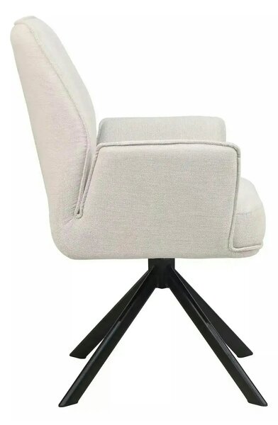 Scaun rotativ HUGO, bej deschis/negru, stofa clasica/metal, 58x60x90 c