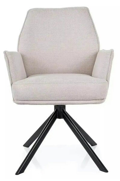 Scaun rotativ HUGO, bej deschis/negru, stofa clasica/metal, 58x60x90 c