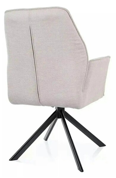 Scaun rotativ HUGO, bej deschis/negru, stofa clasica/metal, 58x60x90 c