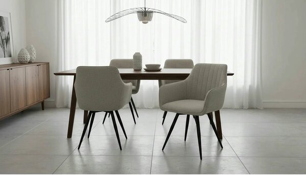 Scaun BALLO, bej deschis/negru, stofa clasica/metal, 56x58x84 cm