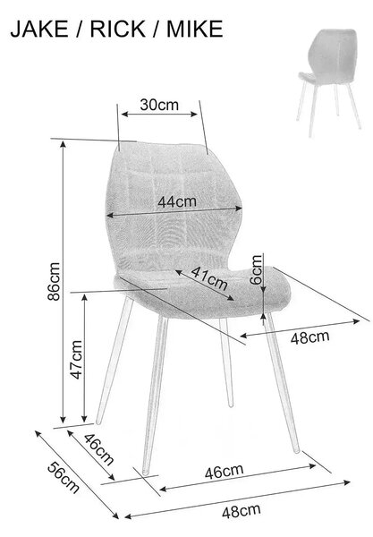 Scaun MIKE, cappuccino - Bluvel 38/negru, stofa catifelata/metal, 48x5
