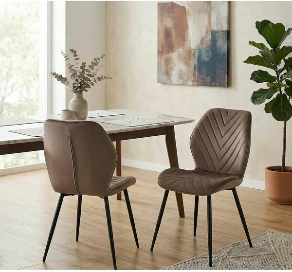 Scaun MIKE, cappuccino - Bluvel 38/negru, stofa catifelata/metal, 48x5