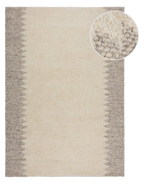 Covor crem țesut manual din amestesc de lână 160x230 cm Minerals Border – Flair Rugs