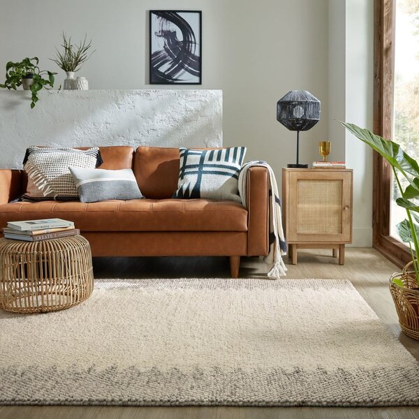 Covor crem țesut manual din amestesc de lână 160x230 cm Minerals Border – Flair Rugs