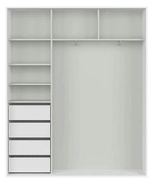 Dulap FLEX, alb, PAL, cu 2 usi, 180x45x218 cm