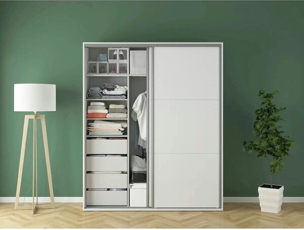 Dulap FLEX, alb, PAL, cu 2 usi, 180x45x218 cm