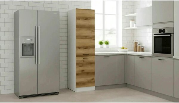 Dulap JUNONA LINE, alb/stejar, PAL, cu 2 usi, 58x50x196 cm