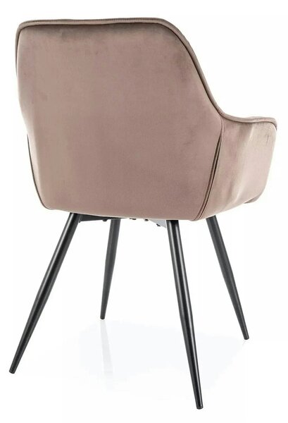 Scaun CHERRY, cappuccino/negru, stofa catifelata/metal, 57x58x87 cm