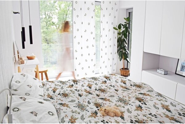 Draperie albă din bumbac satinat 110x250 cm Festive Car – Butter Kings