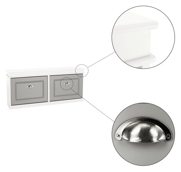 KONDELA Pantofar, 2 compartimente, alb/gri, SEBER TYP 4