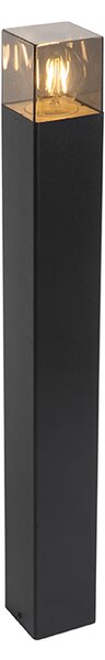 Lampă de exterior cu picior neagră 70 cm IP44 cu sticlă fumuriu - Danemarca