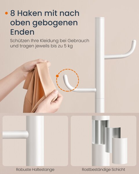 Cuier perete Alb Songmics 40x40x175.3 cm