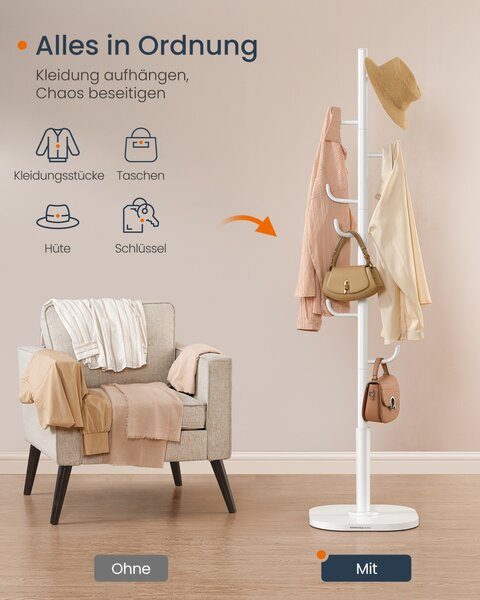 Cuier perete Alb Songmics 40x40x175.3 cm