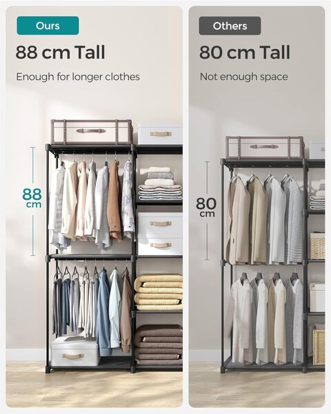 Cuier stander modular Negru Songmics 182x43x182 cm